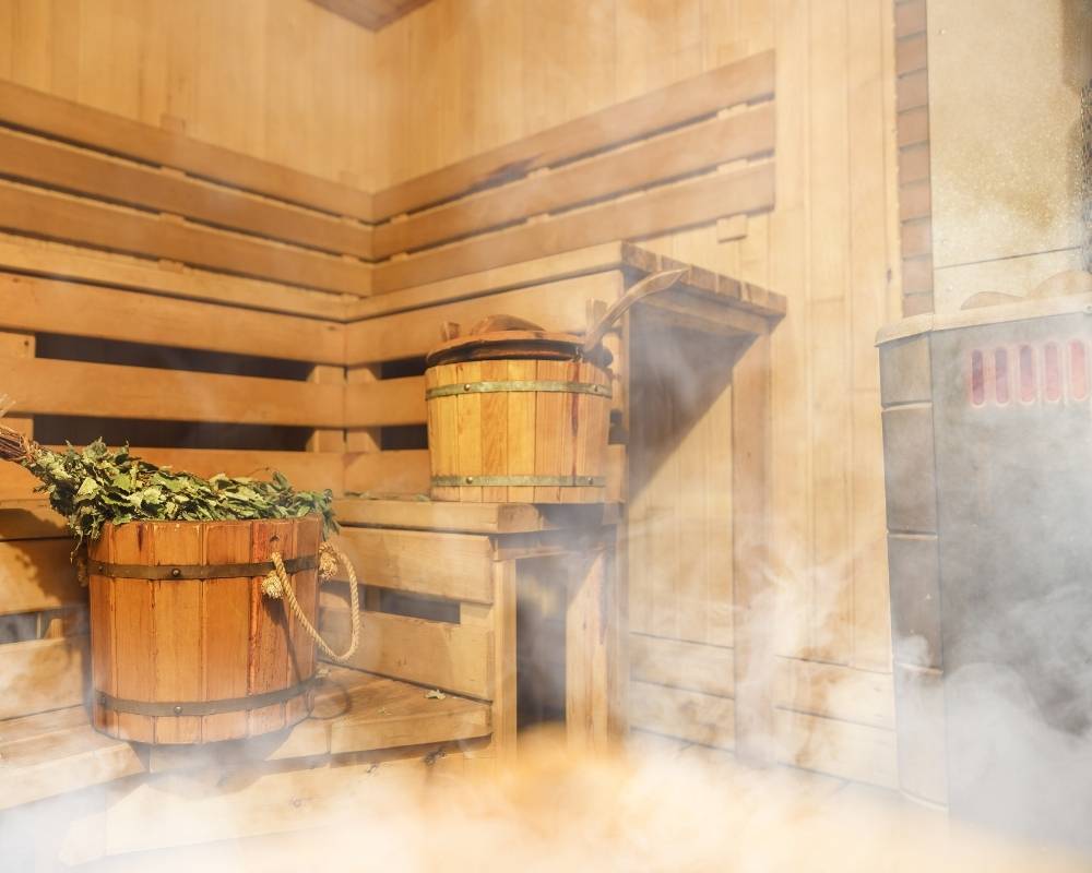 Inside a sauna from WCI Pools and Spas serving the Aames and Urbandale area in Iowa