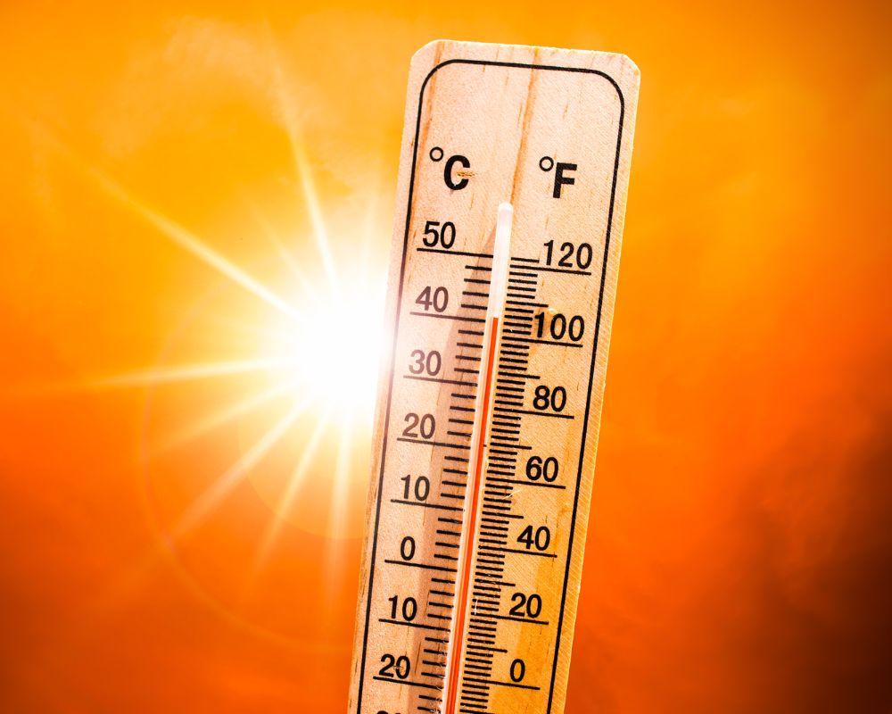 How Long Can You Stay in the Hot Tub Blog Image of a Sun and Thermometer to Symbolize Heatfrom WCI Serving the Aames and Urbandale Iowa area