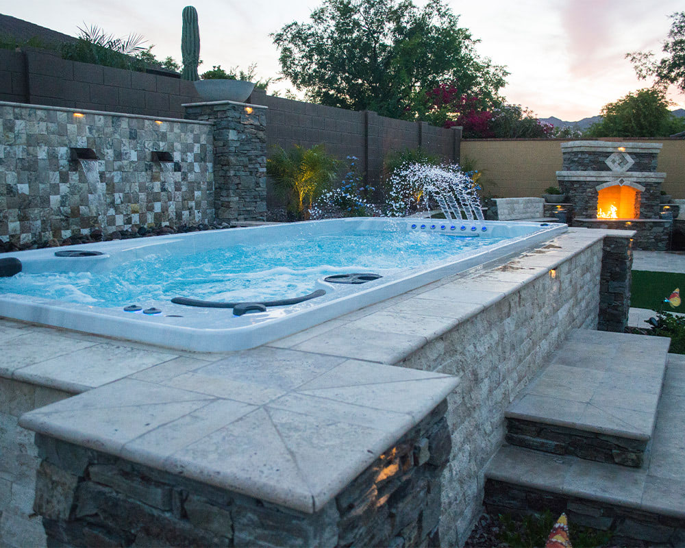 swim spa with retaining wall - WCI pools and Spas